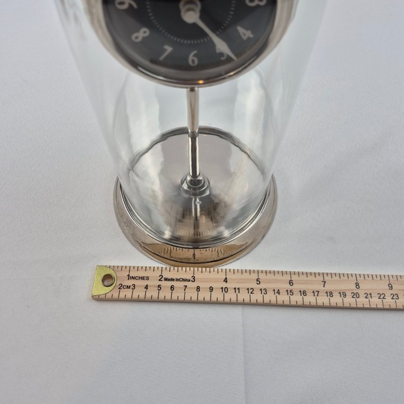 Pottery Barn Silver Desk Clock With Glass Dome Display Decorative Decor Tested - Picture 11 of 11